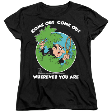 Black women's t-shirt with The Smurfs Gargamel graphic