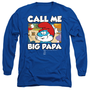 Royal men's long sleeve t-shirt with The Smurfs Call Me Big Papa graphic
