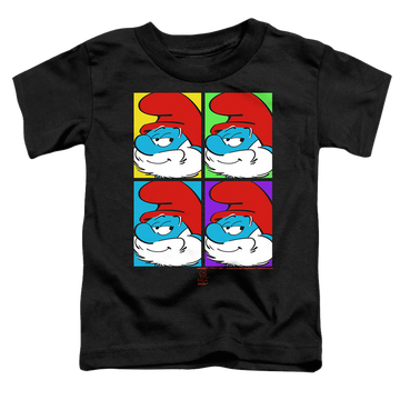 Black toddler t-shirt with The Smurfs Tiles graphic