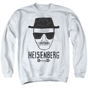 White men's crewneck sweatshirt with Breaking Bad Heisenberg graphic