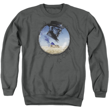 Charcoal men's crewneck sweatshirt with Breaking Bad Crystal graphic