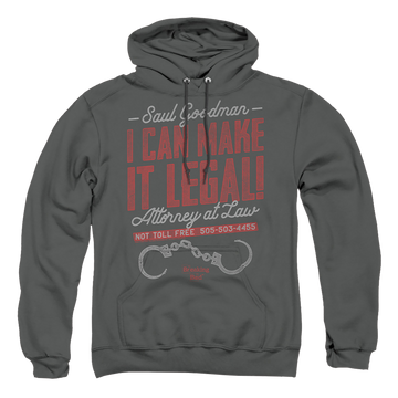 Charcoal pullover hoodie with Breaking Bad Make It Legal graphic