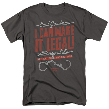 Charcoal men's regular fit t-shirt with Breaking Bad Make It Legal graphic