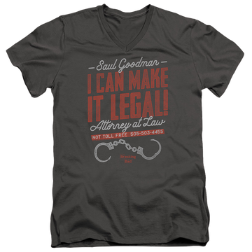 Charcoal men's v-neck t-shirt with Breaking Bad Make It Legal graphic