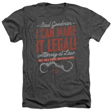 Charcoal men's heather t-shirt with Breaking Bad Make It Legal graphic