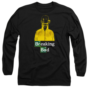 Black men's long sleeve t-shirt with Breaking Bad Hazmat graphic