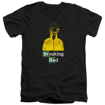 Black men's v-neck t-shirt with Breaking Bad Hazmat graphic