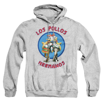 Athletic heather pullover hoodie with Breaking Bad Los Pollos Hermanos graphic