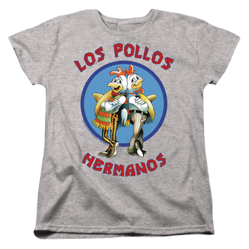 Athletic heather women's t-shirt with Breaking Bad Los Pollos Hermanos graphic