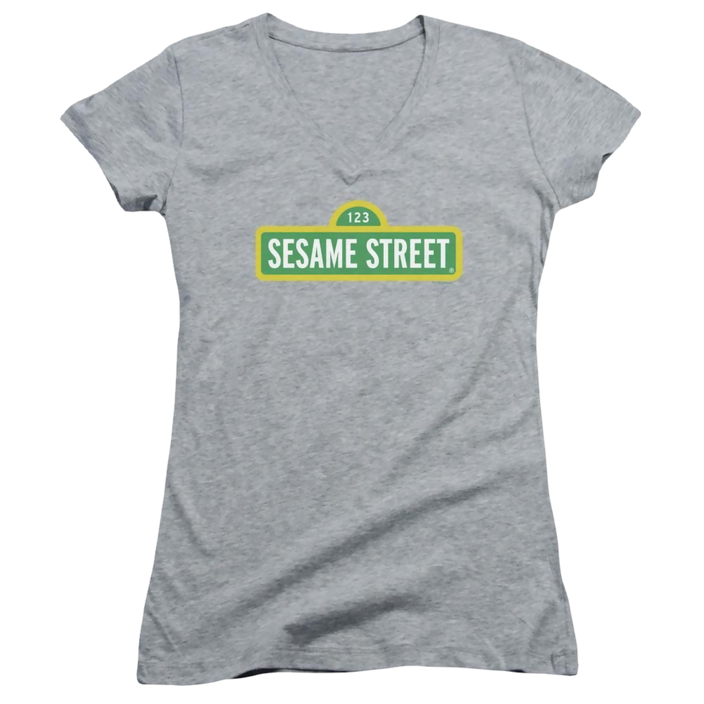 Sesame Street Logo Juniors V-Neck T-Shirt Juniors V-Neck T-Shirt Sesame Street