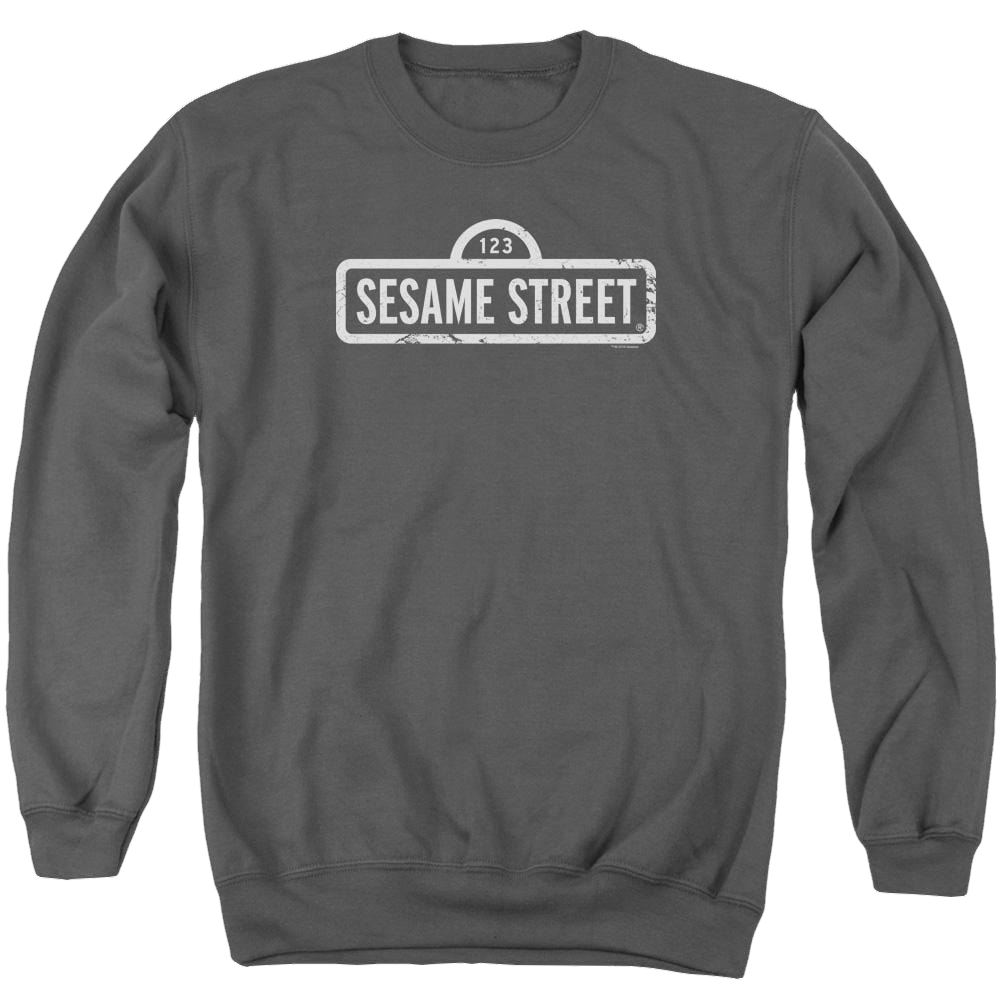 Sesame Street One Color Logo Men's Crewneck Sweatshirt Men's Crewneck Sweatshirt Sesame Street