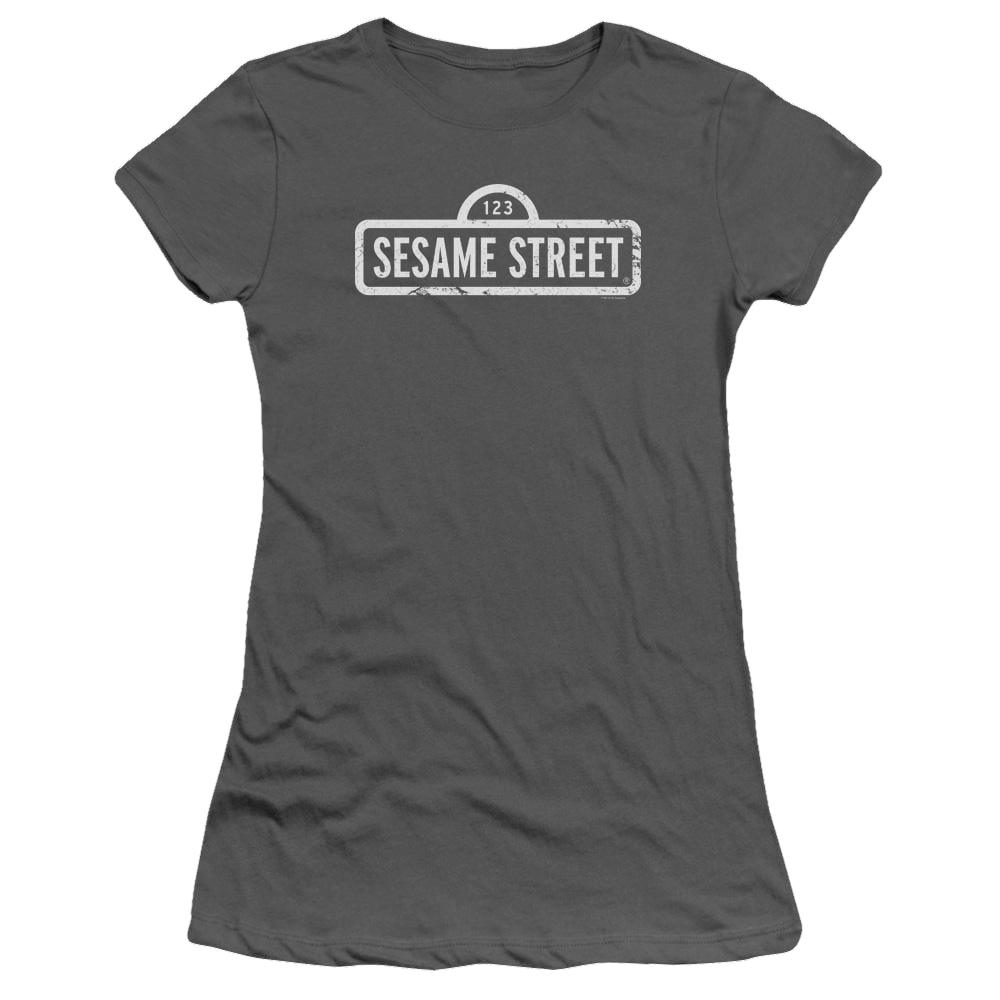 Sesame Street One Color Logo Juniors T-Shirt Juniors T-Shirt Sesame Street