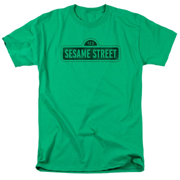 Kelly green men's regular fit t-shirt with Sesame Street One Color Dark graphic