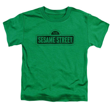 Kelly green toddler t-shirt with Sesame Street One Color Dark graphic