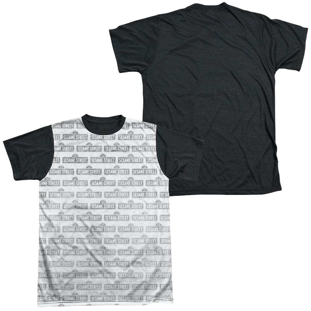 Sesame Street Bw Pattern Men's Black Back T-Shirt Men's Black Back T-Shirt Sesame Street