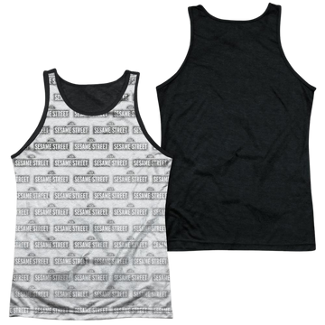 Sesame Street Bw Pattern Men's Black Back Tank Men's Black Back Tank Sesame Street