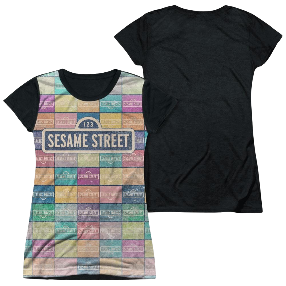 Sesame Street Color Block Juniors Black Back T-Shirt Juniors Black Back T-Shirt Sesame Street