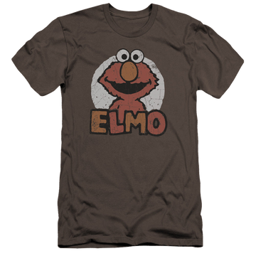 Charcoal men's premium slim fit t-shirt with Sesame Street Elmo Name graphic