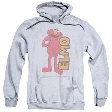 Athletic heather pullover hoodie with Sesame Street Vintage Elmo graphic