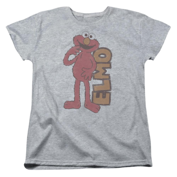 Athletic heather women's t-shirt with Sesame Street Vintage Elmo graphic