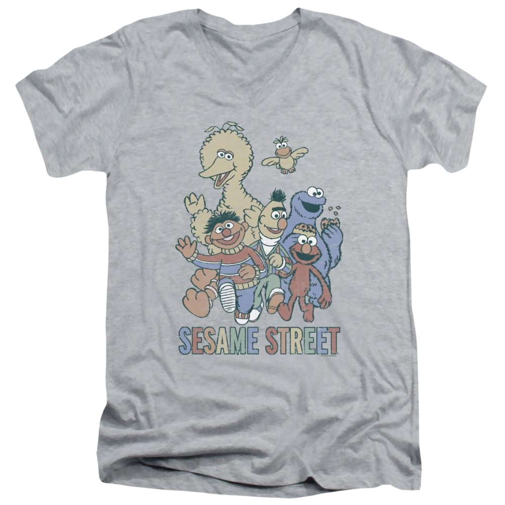 Sesame Street Colorful Group Men's V-Neck T-Shirt Men's V-Neck T-Shirt Sesame Street