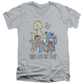 Sesame Street Colorful Group Men's V-Neck T-Shirt Men's V-Neck T-Shirt Sesame Street