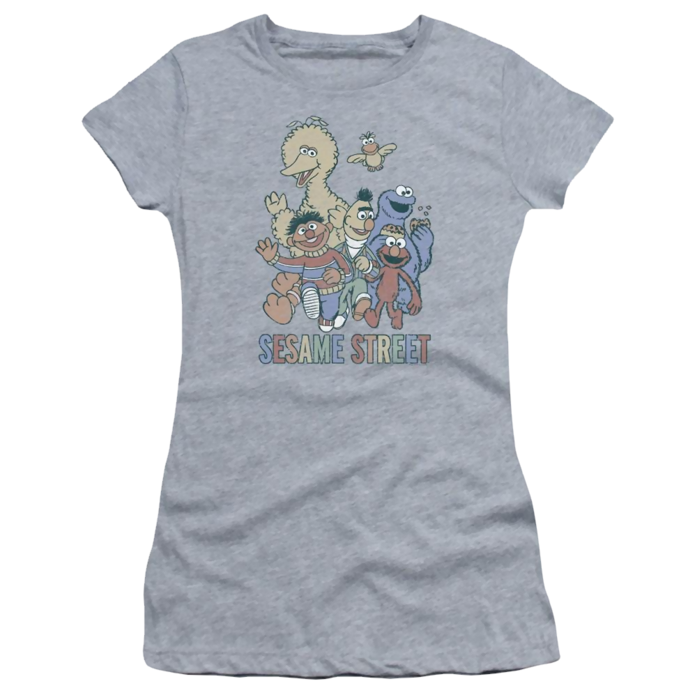 Sesame Street Colorful Group Juniors T-Shirt Juniors T-Shirt Sesame Street