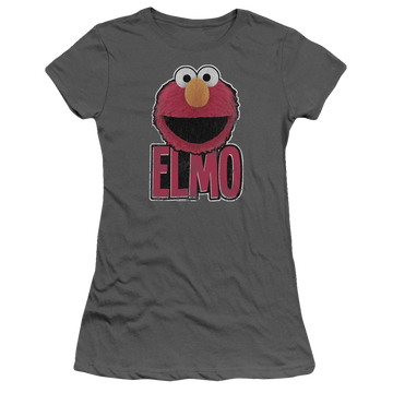 Charcoal juniors t-shirt with Sesame Street Elmo Smile graphic
