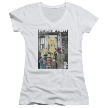 Sesame Street Best Address Juniors V-Neck T-Shirt Juniors V-Neck T-Shirt Sesame Street