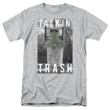 Athletic heather men's regular fit t-shirt with Sesame Street Talkin Trash graphic