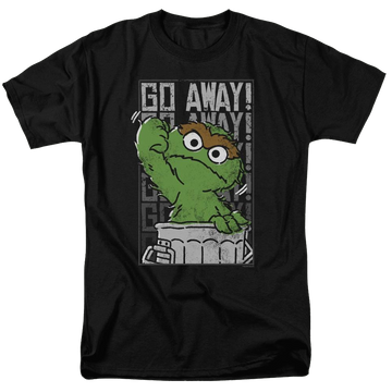 Black men's regular fit t-shirt with Sesame Street Go Away graphic