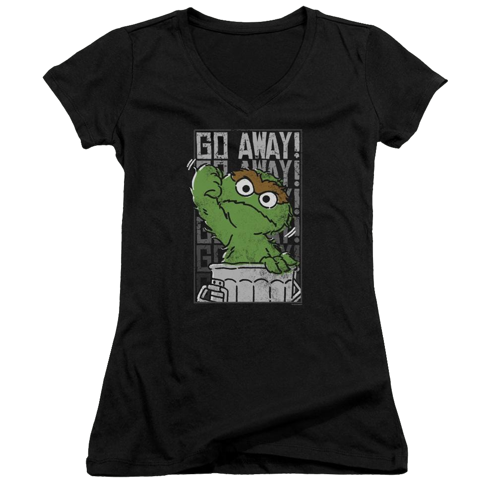 Sesame Street Go Away Juniors V-Neck T-Shirt Juniors V-Neck T-Shirt Sesame Street