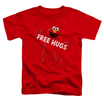 Red toddler t-shirt with Sesame Street Free Hugs graphic