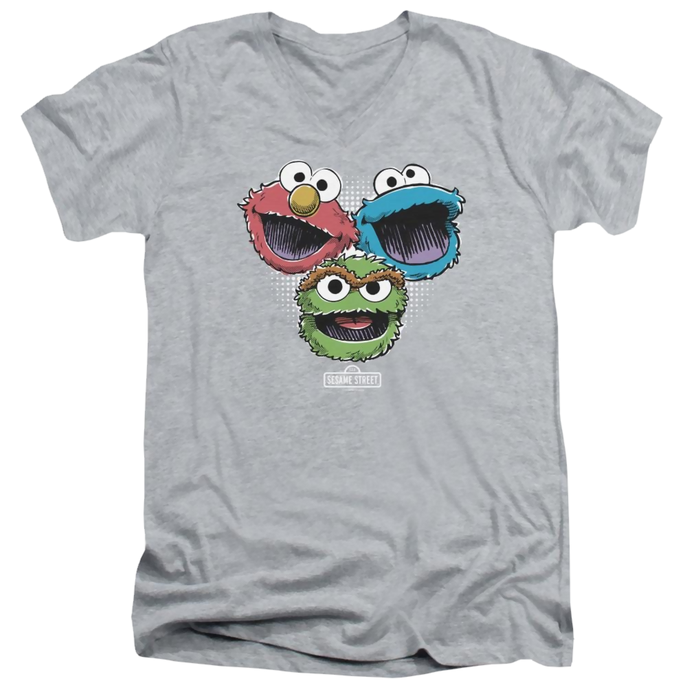 Sesame Street Halftone Heads Men's V-Neck T-Shirt Men's V-Neck T-Shirt Sesame Street