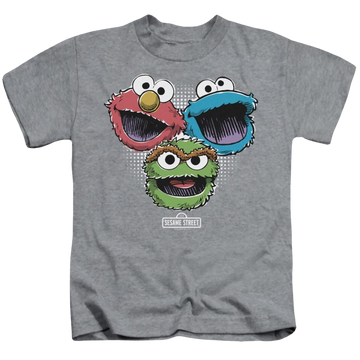 Athletic heather kid's t-shirt for ages 4 to 7 with Sesame Street Halftone Heads graphic