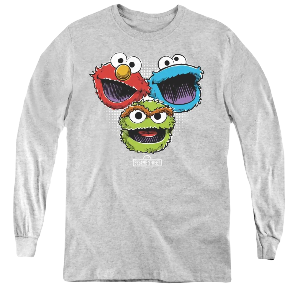 Sesame Street Halftone Heads - Youth Long Sleeve T-Shirt Youth Long Sleeve T-Shirt Sesame Street