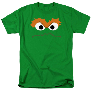 Kelly green men's regular fit t-shirt with Sesame Street Oscar Face graphic