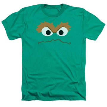 Kelly green men's heather t-shirt with Sesame Street Oscar Face graphic