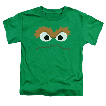 Kelly green toddler t-shirt with Sesame Street Oscar Face graphic