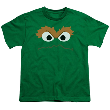 Kelly green youth t-shirt for ages 8 to 12 with Sesame Street Oscar Face graphic