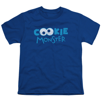 Royal youth t-shirt for ages 8 to 12 with Sesame Street Cookie Eyes graphic