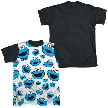 Sesame Street Cookie Face Pattern men's black back t-shirt