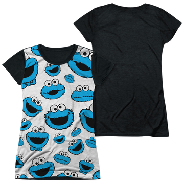 Sesame Street Cookie Face Pattern juniors black back t-shirt