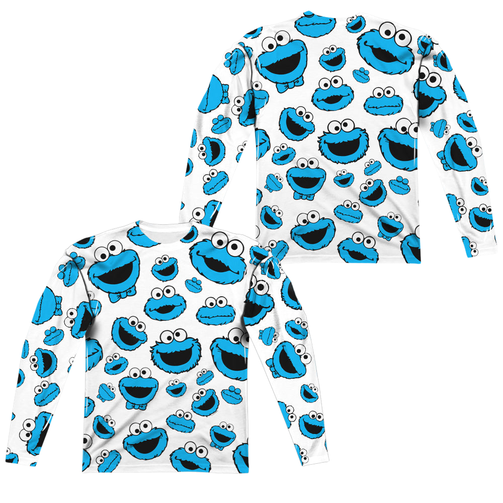 Sesame Street Cookie Face Pattern (Front/Back Print) - Men's All-Over Print Long Sleeve Men's All-Over Print Long Sleeve Sesame Street