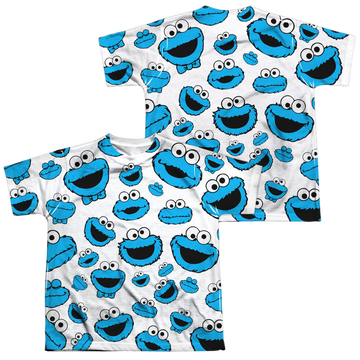 Sesame Street Cookie Face Pattern (F/B) youth all-over print t-shirt for ages 8 to 12