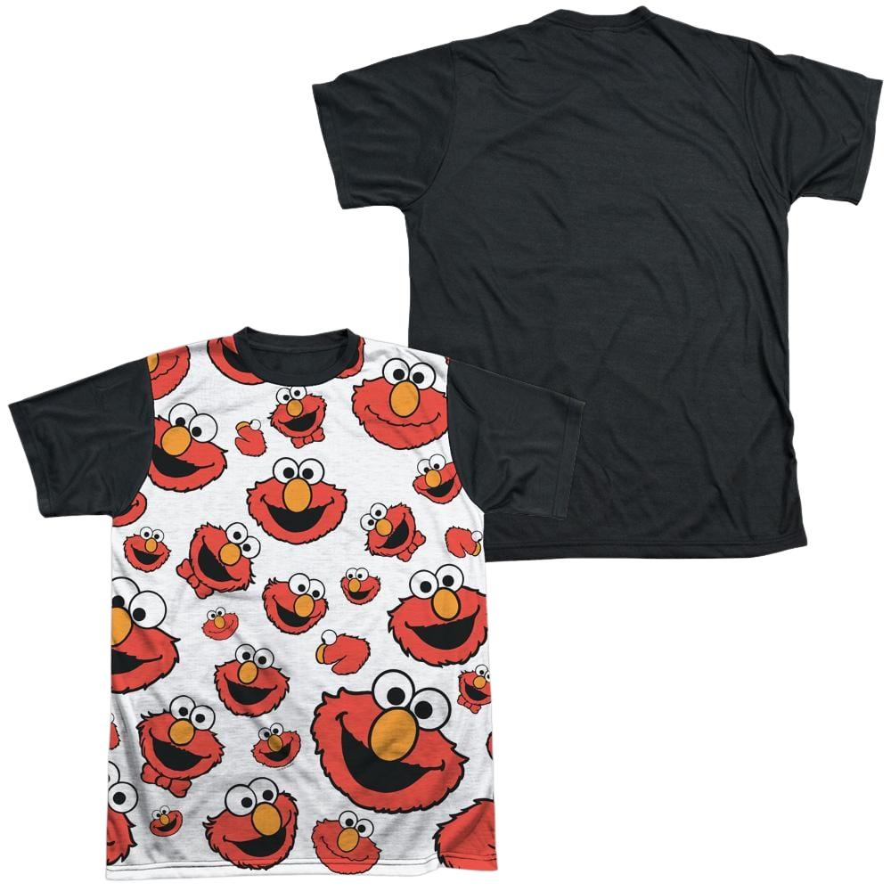 Sesame Street Elmo Face Pattern Men's Black Back T-Shirt Men's Black Back T-Shirt Sesame Street