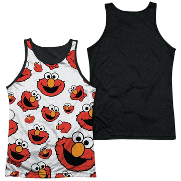 Sesame Street Elmo Face Pattern Men's Black Back Tank Men's Black Back Tank Sesame Street