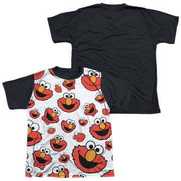 Sesame Street Elmo Face Pattern Youth Black Back T-Shirt (Ages 8-12) Youth Black Back T-Shirt (Ages 8-12) Sesame Street