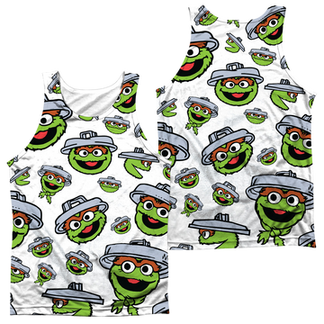 Sesame Street Oscar Face Pattern F/B men's all-over print tank