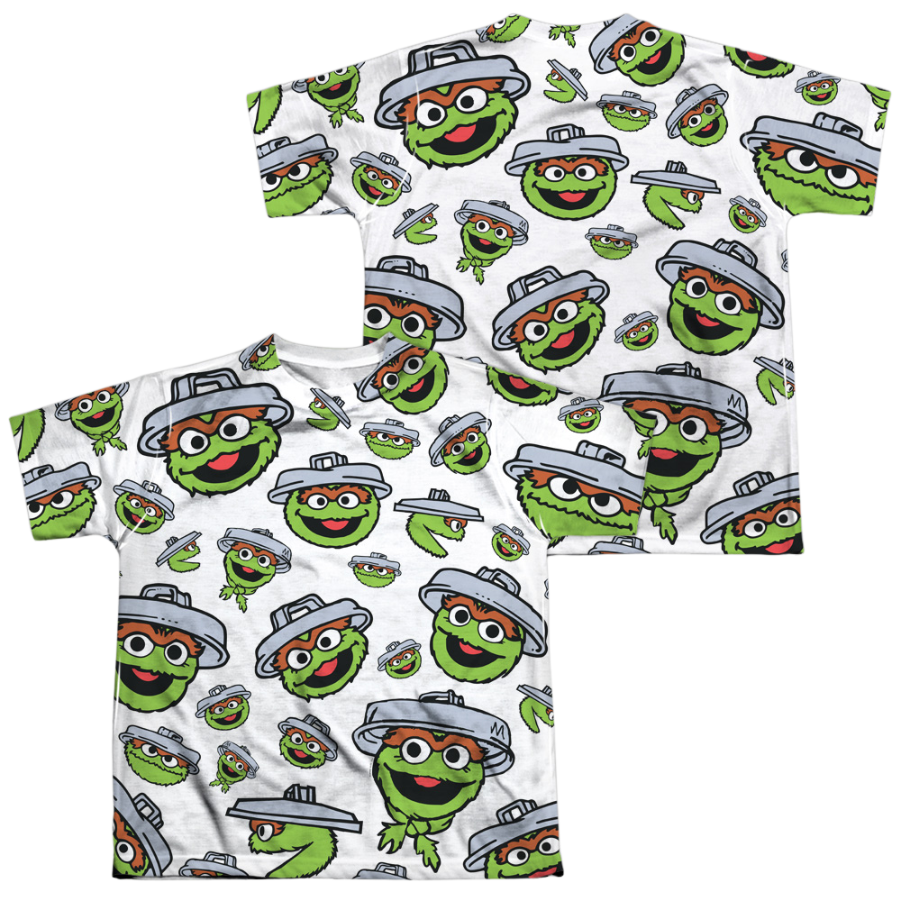 Sesame Street Oscar Face Pattern F/B - Youth All-Over Print T-Shirt Youth All-Over Print T-Shirt (Ages 8-12) Sesame Street